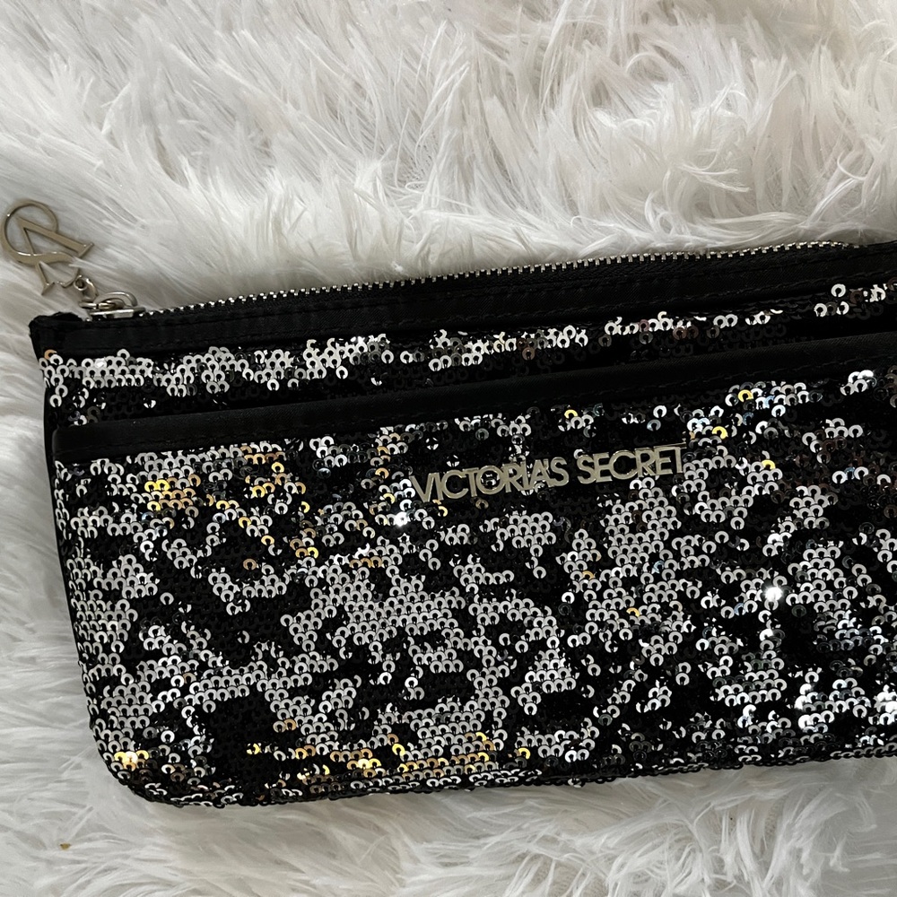 Victoria's Secret Glittering Black and Silver Wristlet